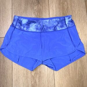 Lululemon Speed Up Running Shorts Blue Tie Dye Waist 3” Size 4
